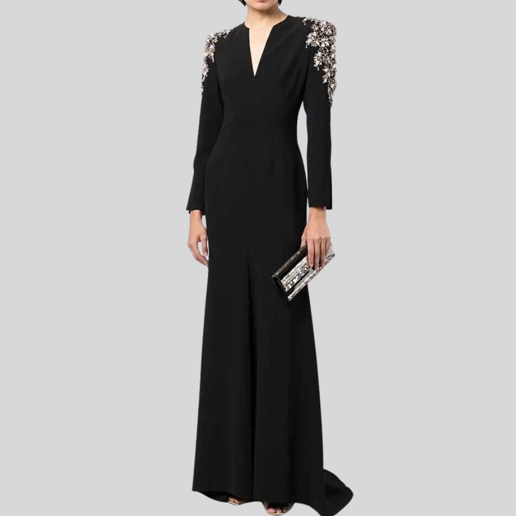 Black Rhinestone Luxury Gown