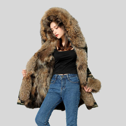 Genuine Knitted Rabbit Fur Multi-Color  Coat