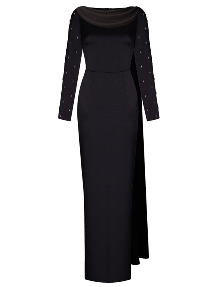 Round Neck Long Sleeve A Line Dress