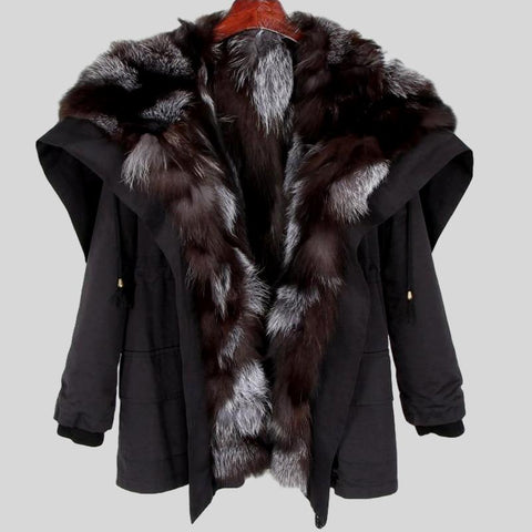 Genuine Knitted Rabbit Fur Multi-Color  Coat