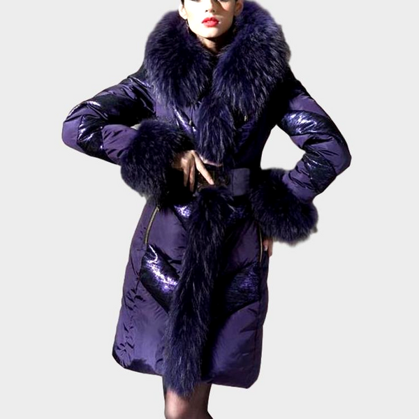 Purple fur collar top