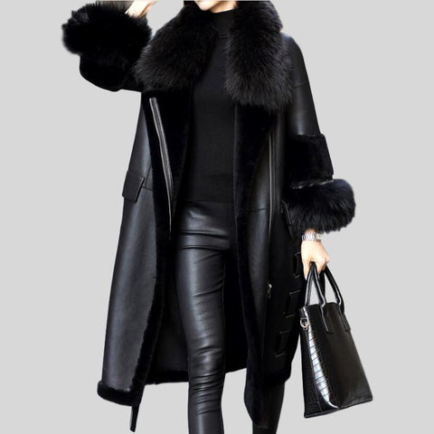 Genuine Knitted Rabbit Fur Multi-Color  Coat