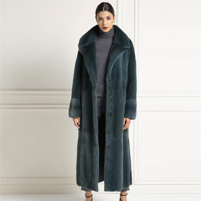 Long Genuine Mink Fur Jacket
