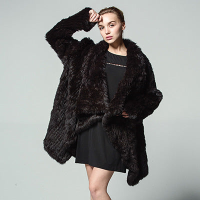 Genuine Knitted Rabbit Fur Multi-Color  Coat - Knot Bene