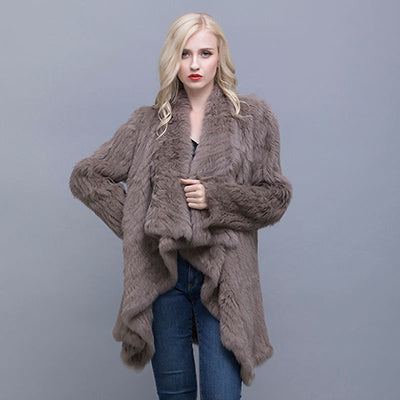 Genuine Knitted Rabbit Fur Multi-Color  Coat - Knot Bene