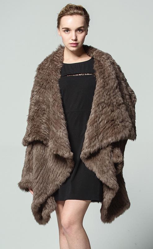 Genuine Knitted Rabbit Fur Multi-Color  Coat - Knot Bene