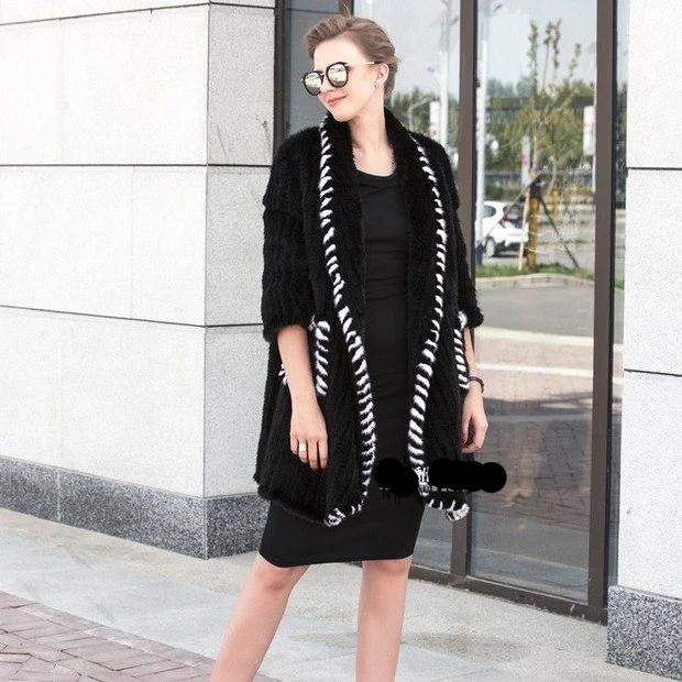 Genuine Knitted Mink Fur Cardigan Coat