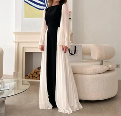 Round Neck Long Sleeve Long A Line Dress