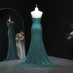 Emerald Green Strapless Mermaid Evening Dress