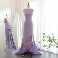 Elegant Coral Pink Scalloped Butterfly Beaded Evening Dress