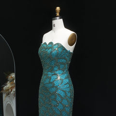 Emerald Green Strapless Mermaid Evening Dress