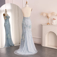 Mermaid  with Feathers Scarf Spaghetti Straps Dress