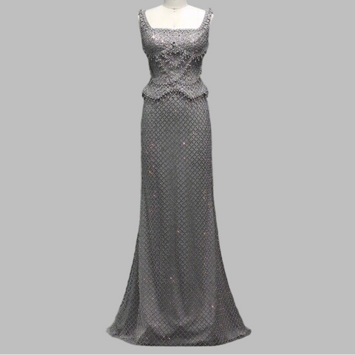 Luxury  Gray Straight  with Straps Evening Dress