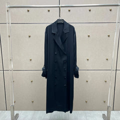 Temperament Commuter Lapel Double-breasted Long Jacket