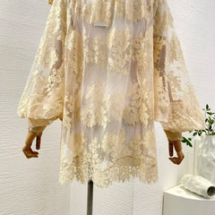 Vintage Long Sleeve Lace See Through Top