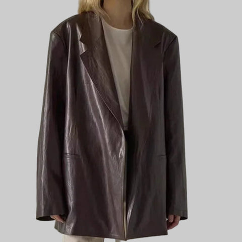 Knitted blended Belt Turn Down Collar Coat