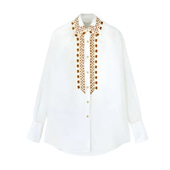 Embroidery Mid-Length Solid Color Loose Shirt Casual Shorts