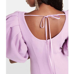 Light Purple Puffed Sleeve Elegant Floor-length Dress
