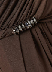 A-Line Scoop Neckline Floor-Length Ruffle Zipper Up Long Sleeves Dress