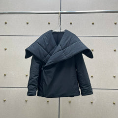 Large Lapel One Button Simple Commuter Thickened Warm Cotton Coat