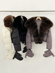 Short Hooded Big Real Fox Fur Down Coat