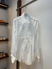 Lace Crochet Long-sleeved  Embroidered Top