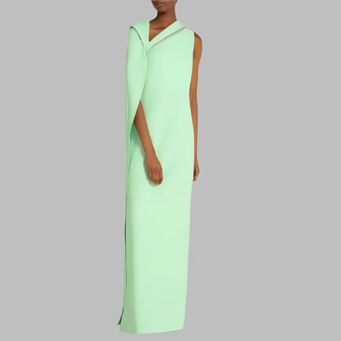 Banquet Long Sleeve Split-Joint Tiered Pleated Maxi Dresses