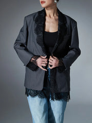 Loose Spliced Lace Blazer