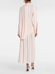 Asymmetric pleated sleeveless cape cloak Dress