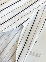 Black and White Striped Loose with A Wide Shoulder and Sleeve Top