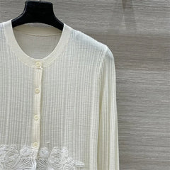 New lace patchwork long sleeved knitted slim fit Top