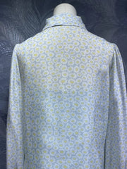 Bow Tie Elegant Little Floral Prints Long Sleeve Silk Shirt Top