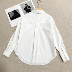 Retro Slimming And Versatile Temperament Bow-Decorated Poplin Top