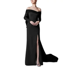 Elegant Long-sleeved Large Tail Dress