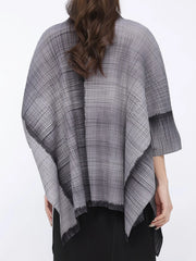 Solid Straight Grid Stand Collar Long Sleeve Patchwork Button Top