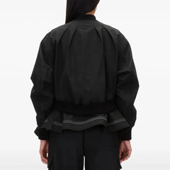 Round Collar Zipper Splicing Elegant  Loose Long Sleeve Coat Top