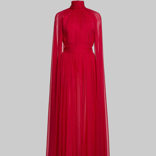 Drifting Sleeves Chiffon pleated  Long Dress