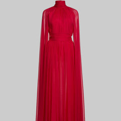 Drifting Sleeves Chiffon pleated  Long Dress