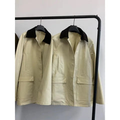 Corduroy Turn-Down Collar Long Sleeve Ladies Loose Coat