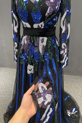 Beaded Blue Sequins robes de soirée  evening Dress