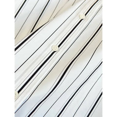 Black and White Striped Loose with A Wide Shoulder and Sleeve Top