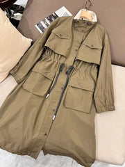 Waist Rope Multi-Pocket Design Windbreaker