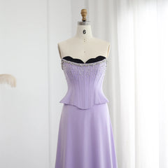 Lilac Two Pieces   Scalloped Corset Luxury Evening Dresses