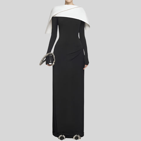 Round Neck Long Sleeve A Line Dress