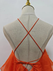 Solid Spliced Ruffles Halter Sleeveless High Wasit Backless Loose Dress