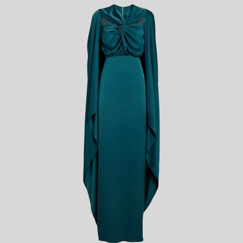 Patchwork Short Sleeve High Waist Floor-length Dress