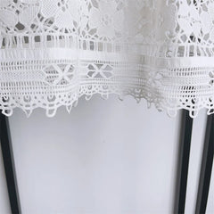 Embroidery Hollow Out Set O-Neck Sleeveless Single Breasted Blouse or Sweet A-Line Midi Skirt Set