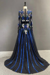 Beaded Blue Sequins robes de soirée  evening Dress