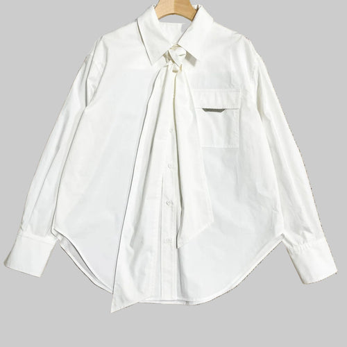 Retro Slimming And Versatile Temperament Bow-Decorated Poplin Top