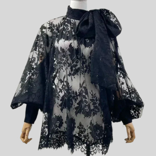 Vintage Long Sleeve Lace See Through Top